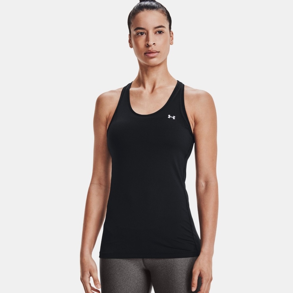 NWOT Under Armour Women's HeatGear Armour Racer Tank top size medium black mesh